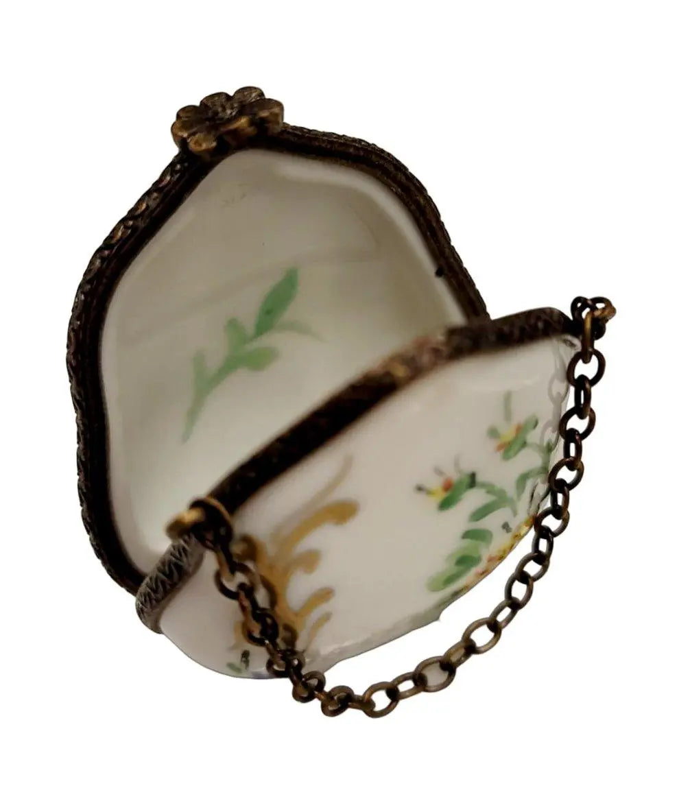 Yellow Purse Flowers Antiqued Brass HandPainted Charm, view 2
