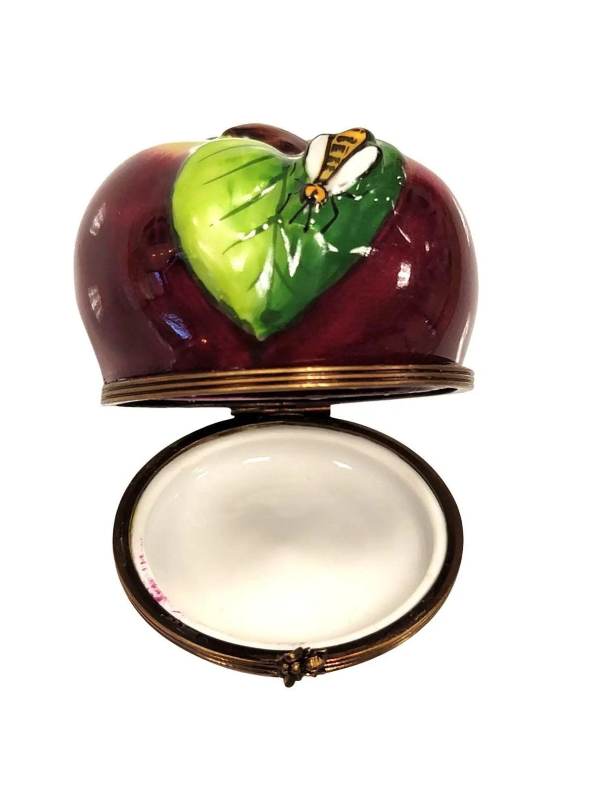 Treasured French collectible: Apple with Bee Limoges box, painted by hand