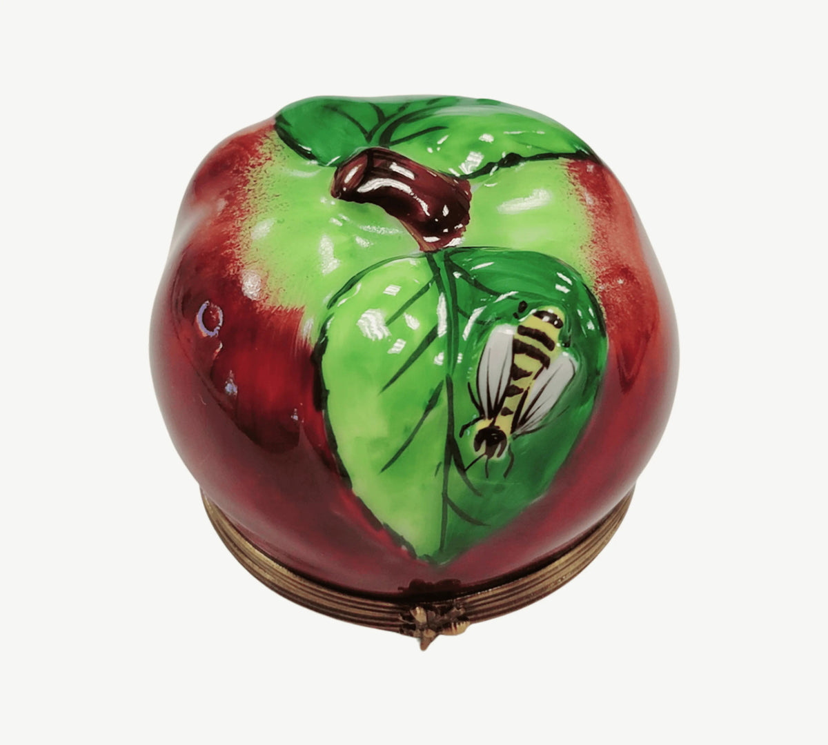 Authentic Apple with Bee Limoges box, hand-painted in France, from Limoges Boutique