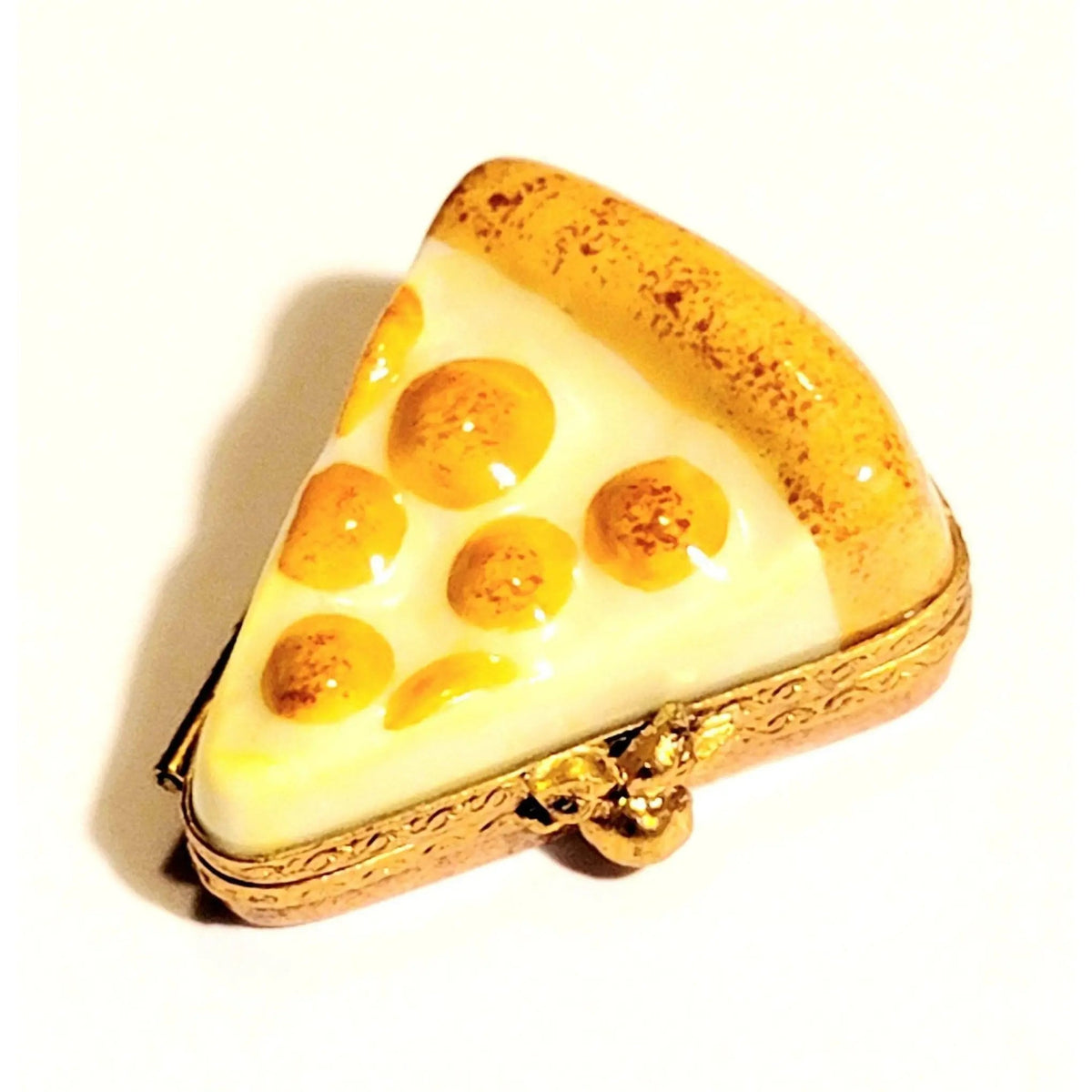 Collectible Apricot Flan Pie Limoges box with artisan brushwork