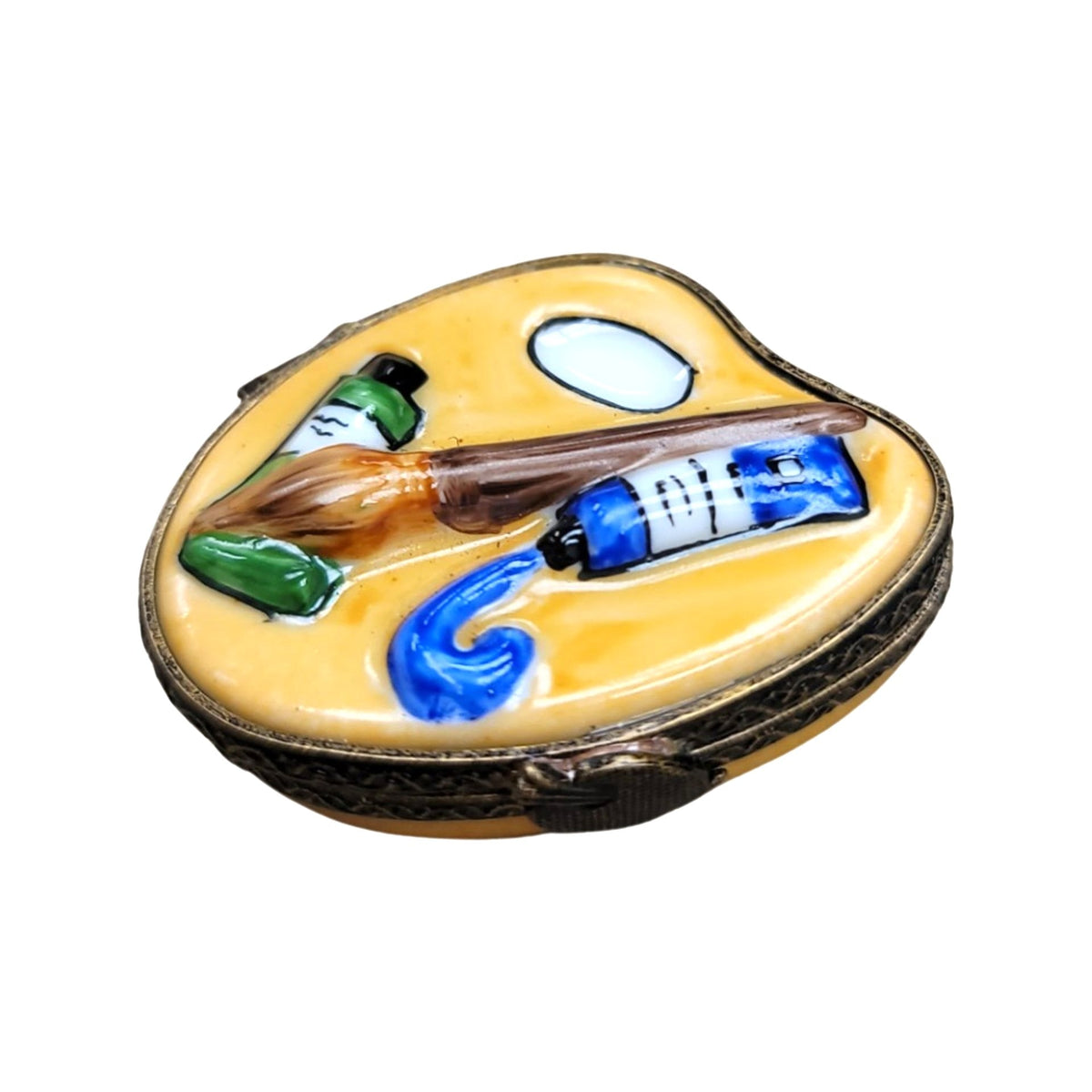 Small Art Pallette Limoges Box Figurine, a hand-painted Limoges porcelain gift