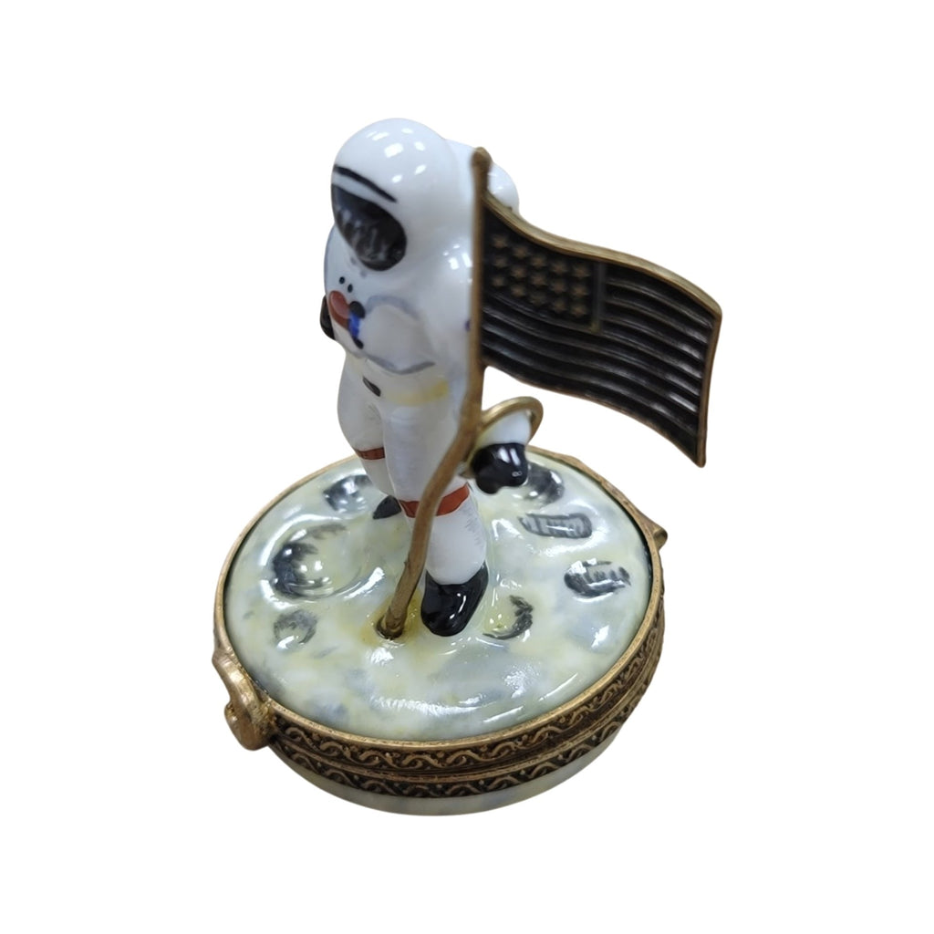 Astronaut American Flag Moon Limoges Box, view 2