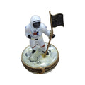 Astronaut American Flag Moon Limoges Box, a hand-painted Limoges porcelain gift