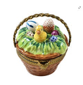 Brown Easter Basket w Chick, a hand-painted Limoges porcelain gift