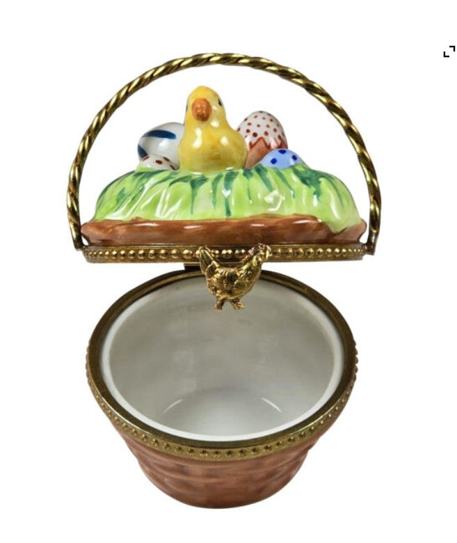 Brown Easter Basket w Chick, view 2