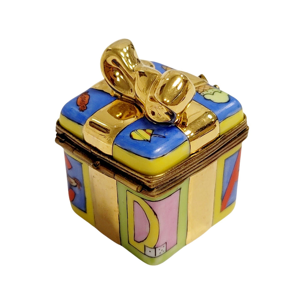 Hand-painted Baby Block Present Limoges box, French artistry for lovers of fine art