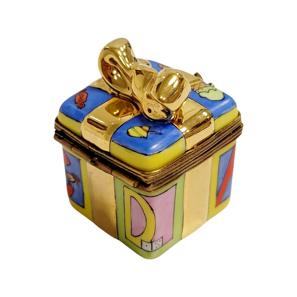 Hand-painted Baby Block Present Limoges box, French artistry for lovers of fine art