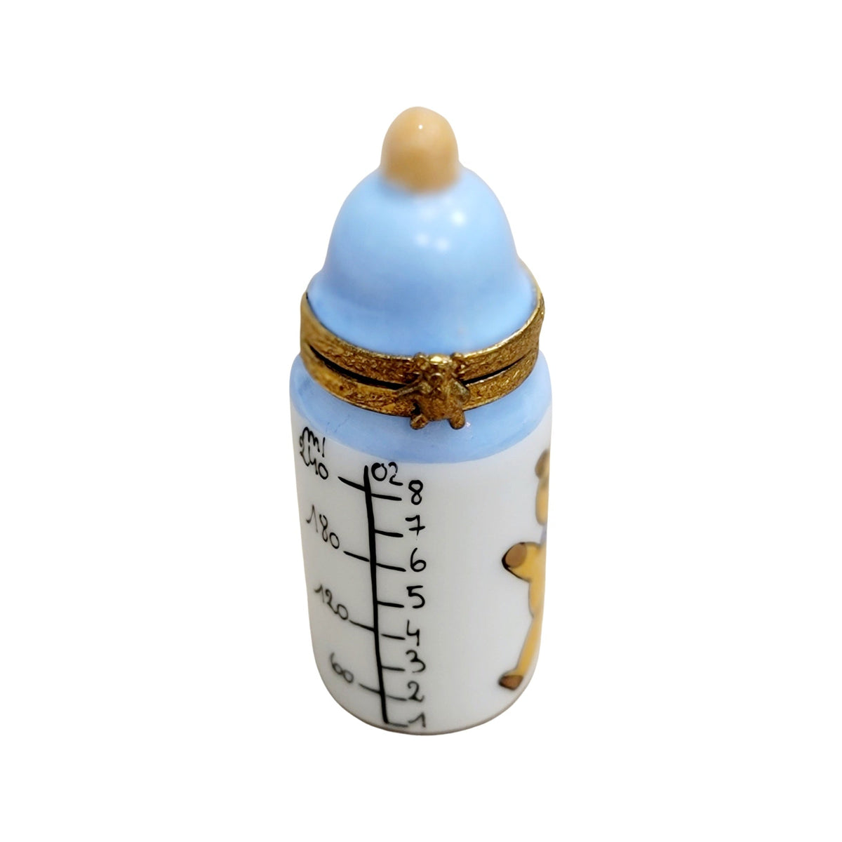 Genuine Blue Baby Bottle for Parents Limoges box painted by hand in France, from Limoges Boutique