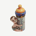 Baby Bottle Limoges Box for New Parents, a hand-painted Limoges porcelain gift