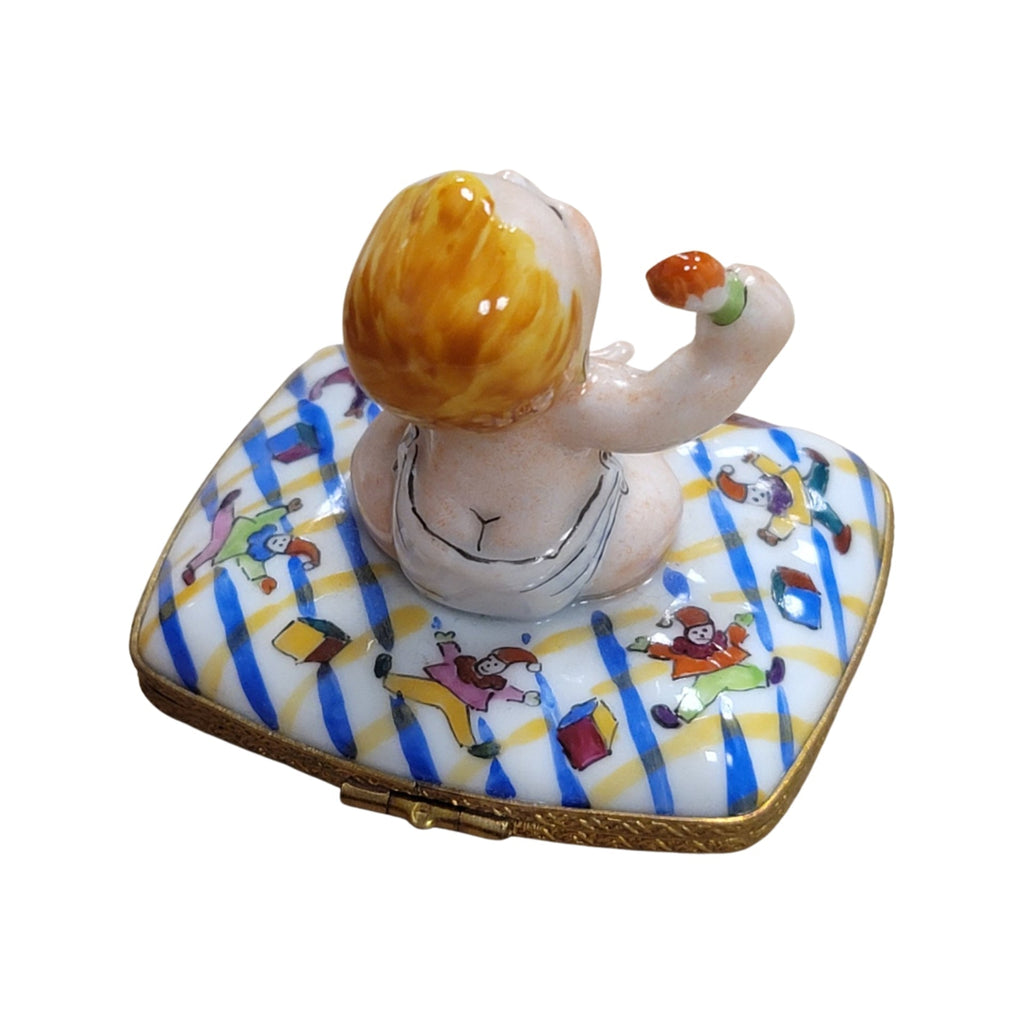 Baby Eating on Pillow Limoges Box Figurine French Gift, view 6