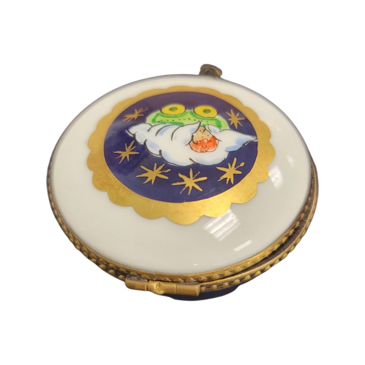 Artisan-painted Baby Round Limoges box from France, a cherished collectible