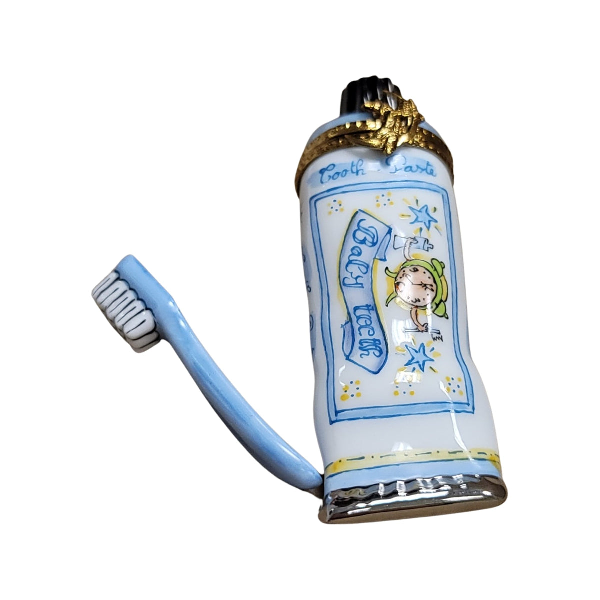 Fine art lovers will admire this Baby Toothpaste Blue Limoges box