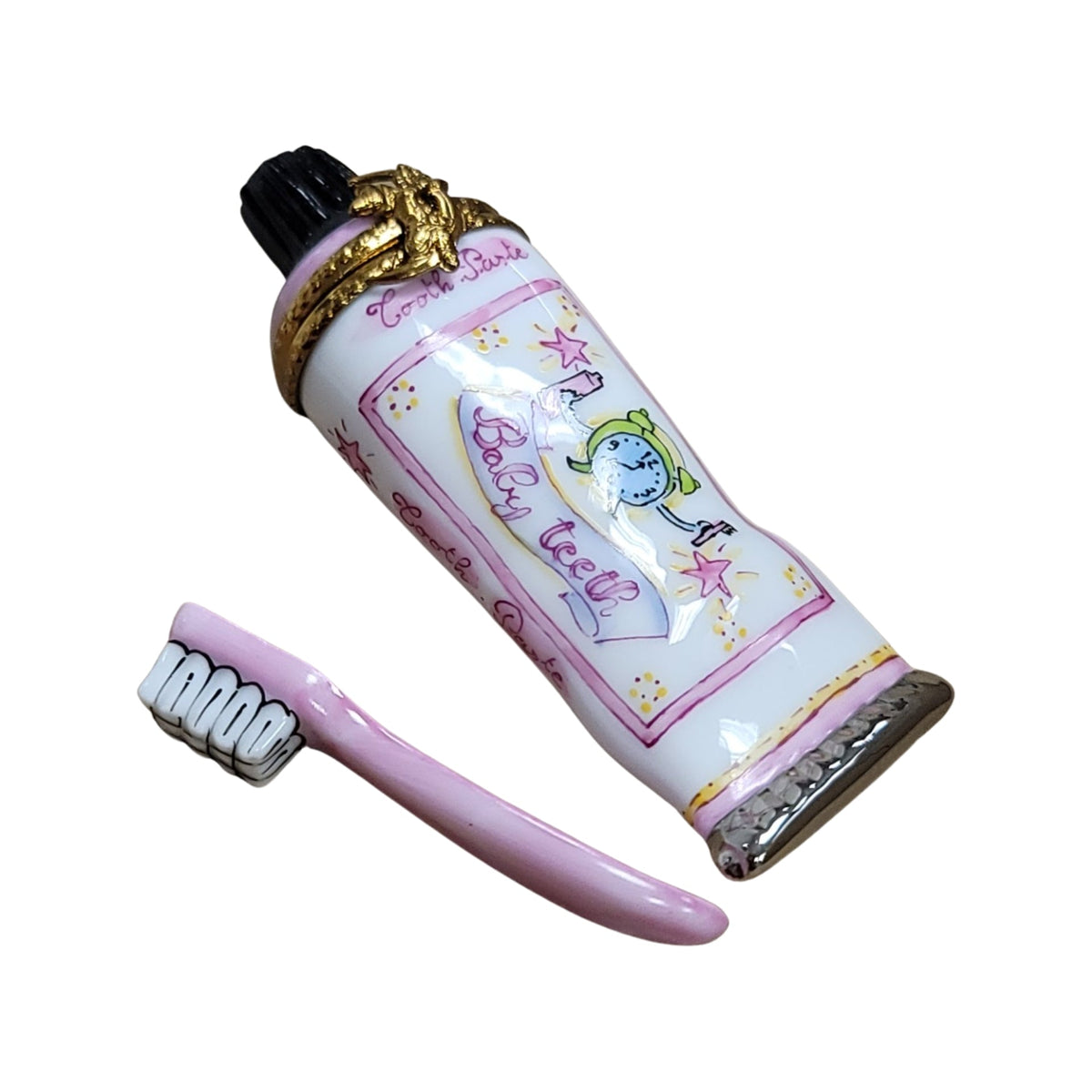 Limoges Boutique presents the Baby Toothpaste Pink, a genuine Limoges box painted by hand in France