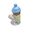 Baby w Blue Bottle Limoges Box Figurine, a hand-painted Limoges porcelain gift