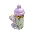 Baby W Pink Bottle Figurine Gift, a hand-painted Limoges porcelain gift