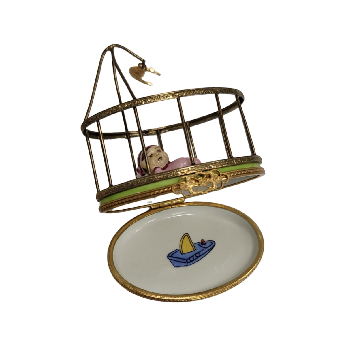 Baby in Playpen Limoges Box Figurine, view 2