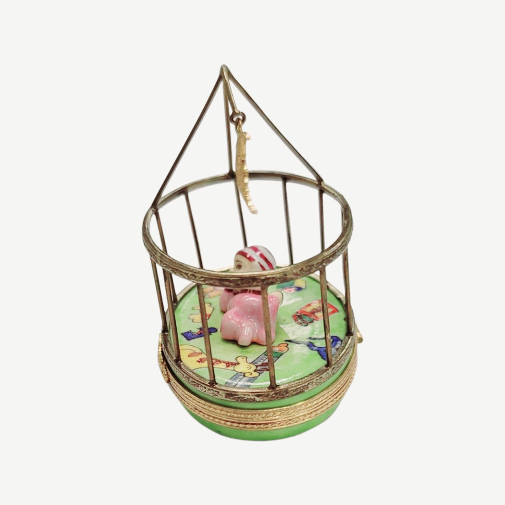 Baby in Playpen Limoges Box Figurine, view 6