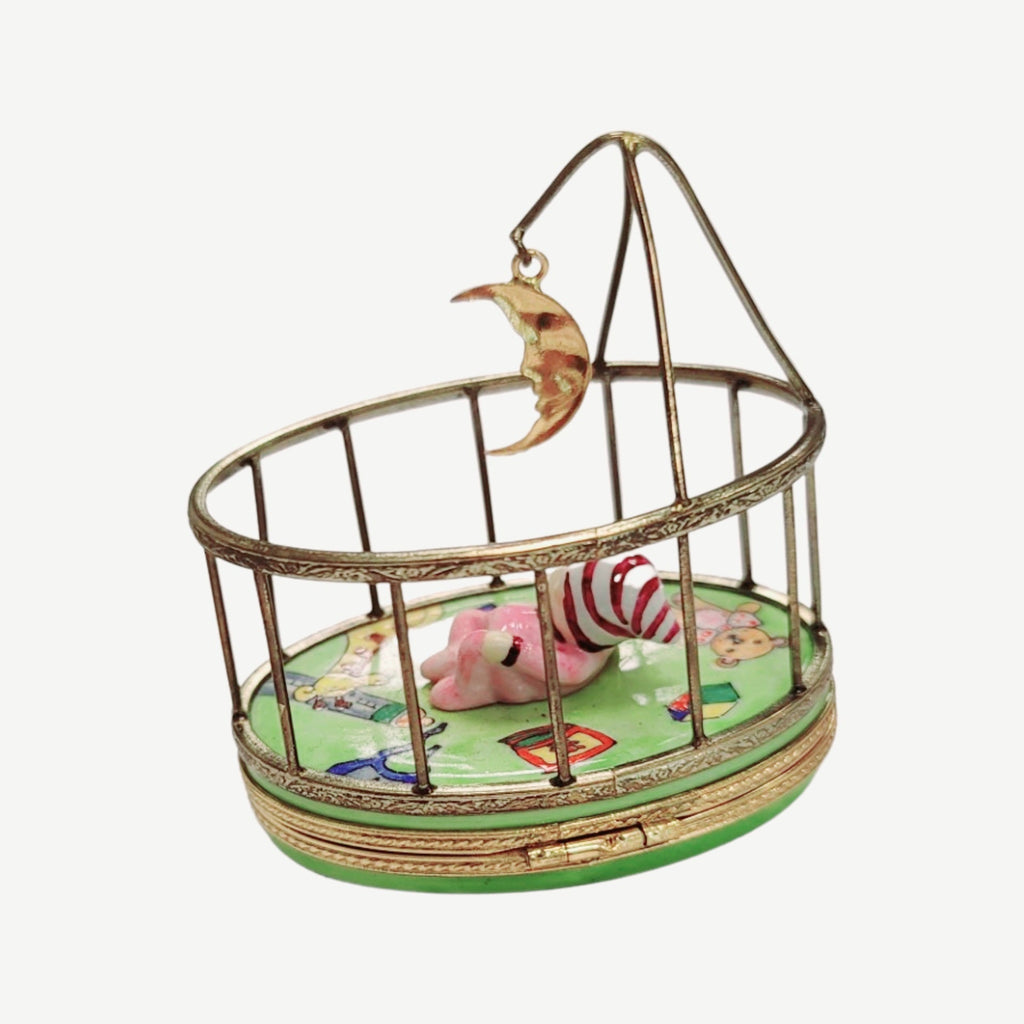 Baby in Playpen Limoges Box Figurine, view 7