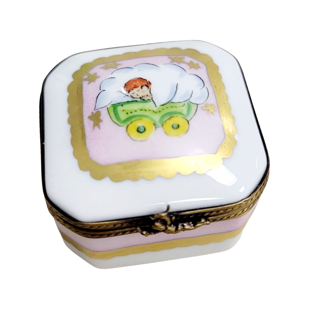 Baby in Pram Square Limoges Porcelain Box, view 10
