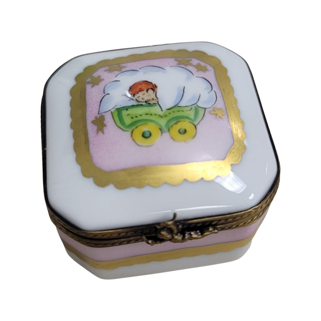 Baby in Pram Square Limoges Porcelain Box, view 5