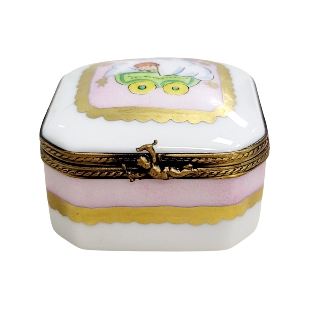 Baby in Pram Square Limoges Porcelain Box, view 8