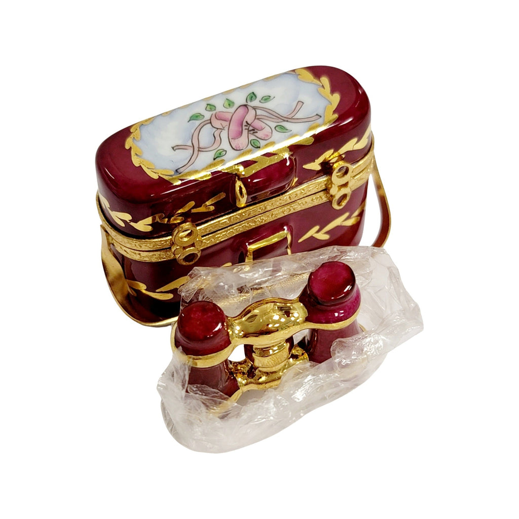 Ballerina Slippers on Binoculars Limoges Box Gift, a hand-painted Limoges porcelain gift