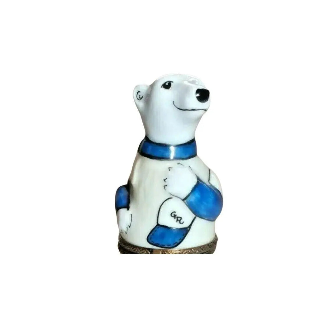 Markings on the base of the Baseball Polar Bear Limoges box, a sign of French origin