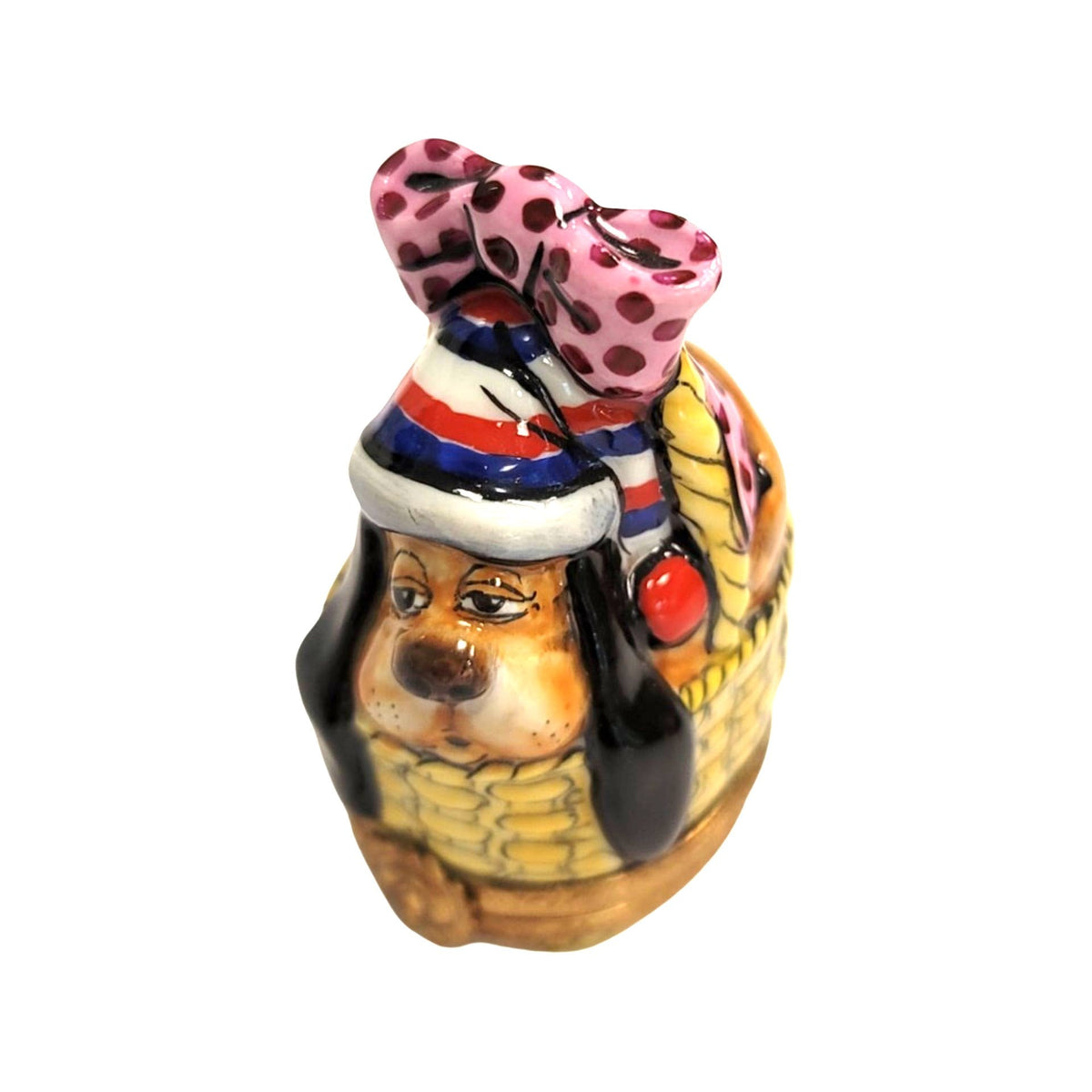 Bassett Hound Dog in Basket Limoges Box, view 5