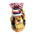 Bassett Hound Dog in Basket Limoges Box, a hand-painted Limoges porcelain gift