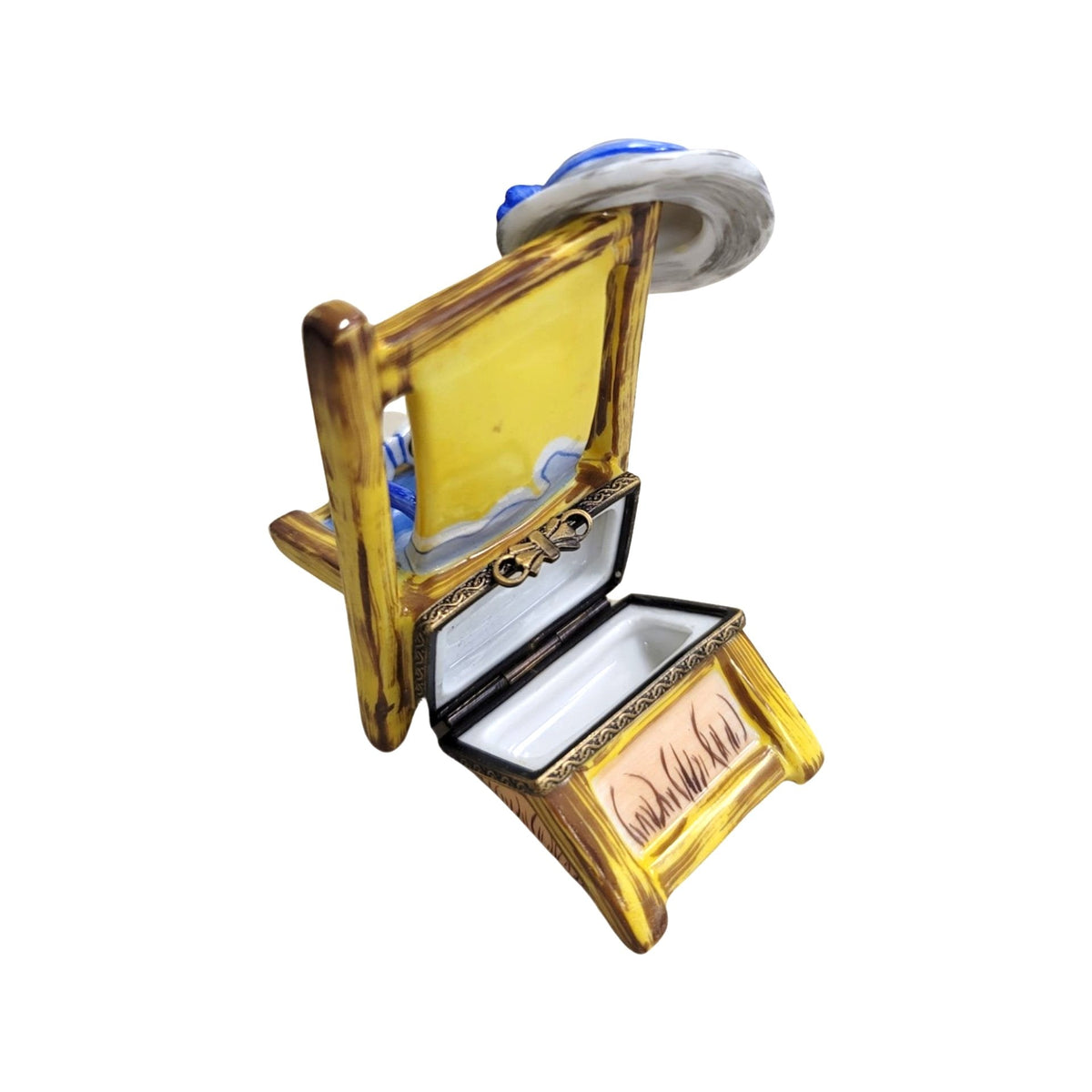 Treasured French collectible: Beach Chair Fish Limoges box, painted by hand