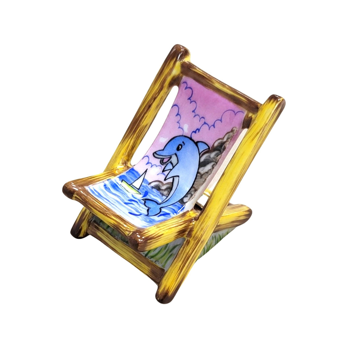 Beach Chair Limoges Box Figurine for Home Decor, a hand-painted Limoges porcelain gift