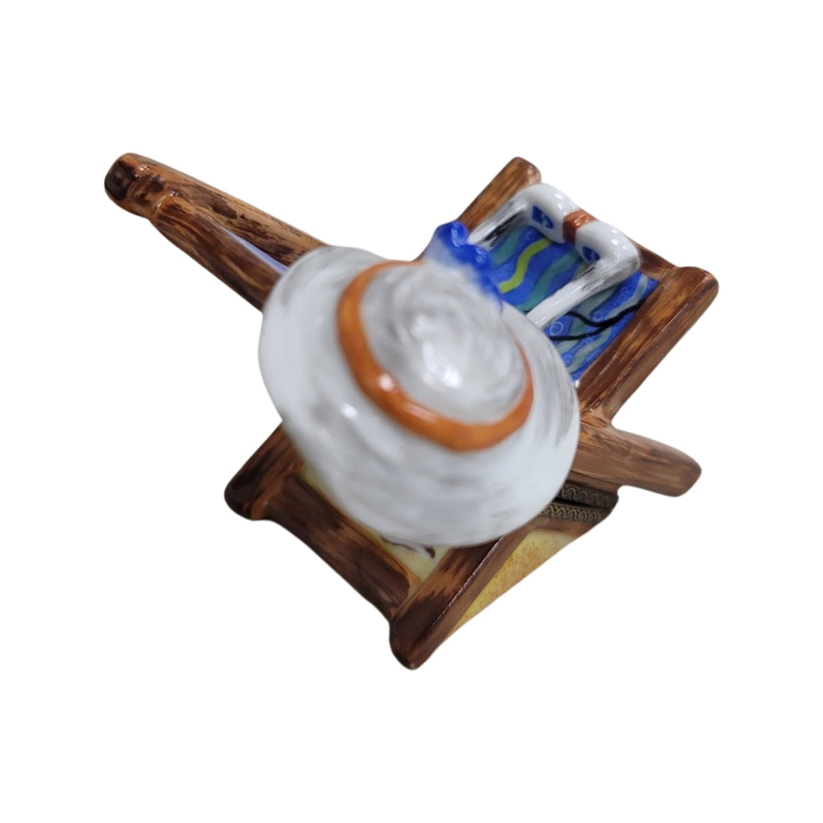 Artisan-painted Beach Chair Seahorse Limoges box from France, a cherished collectible