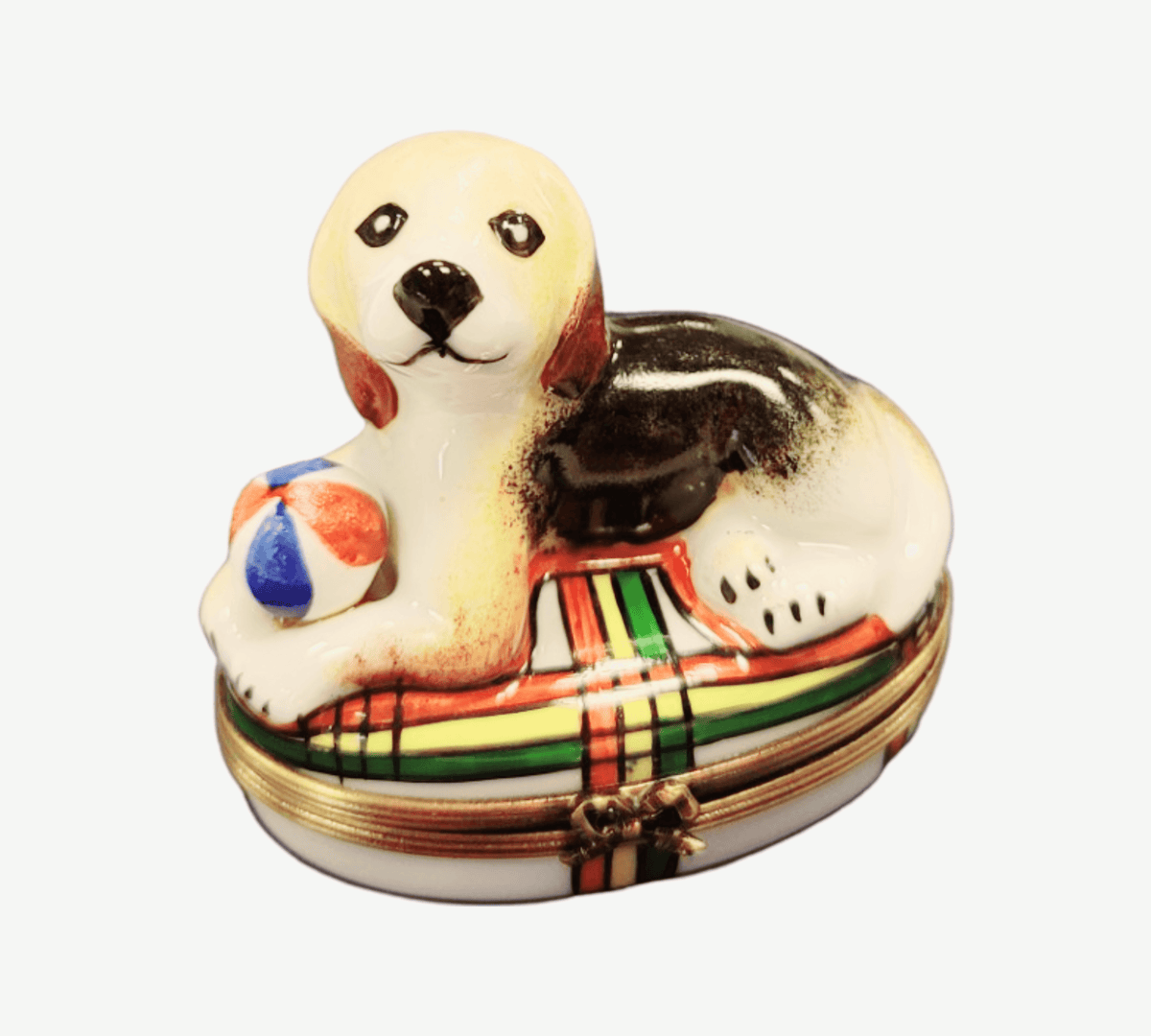 Fine art lovers will admire this Beagle Dog with Ball Limoges box