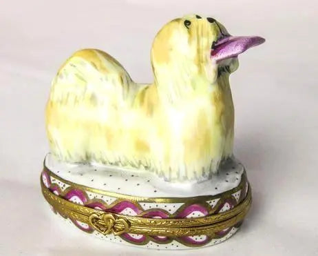 Bichon Frise Dog Newspaper Limoges box painted by hand in Limoges, France, a gift to treasure