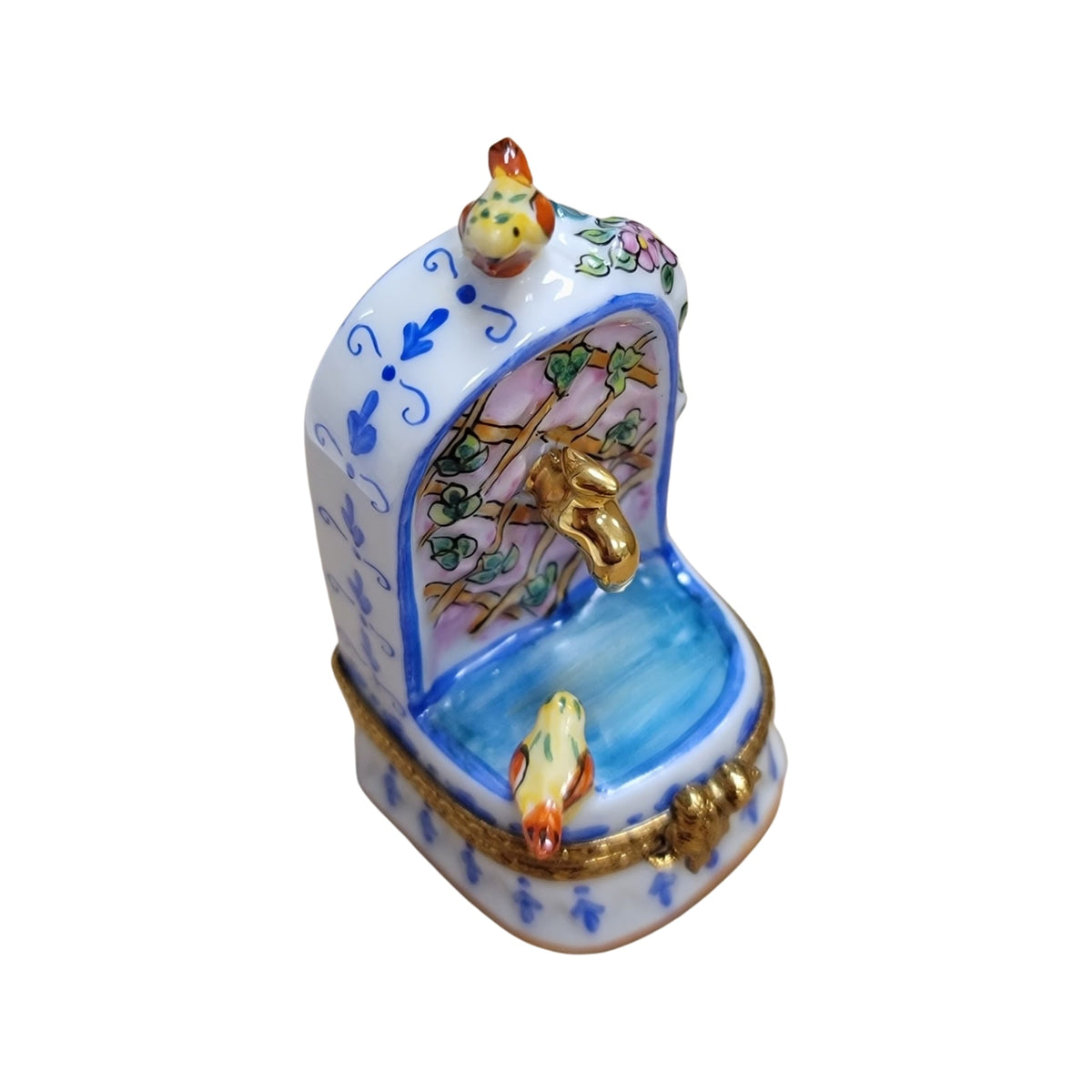 Fountain w Birds Limoges Box Figurine, view 4