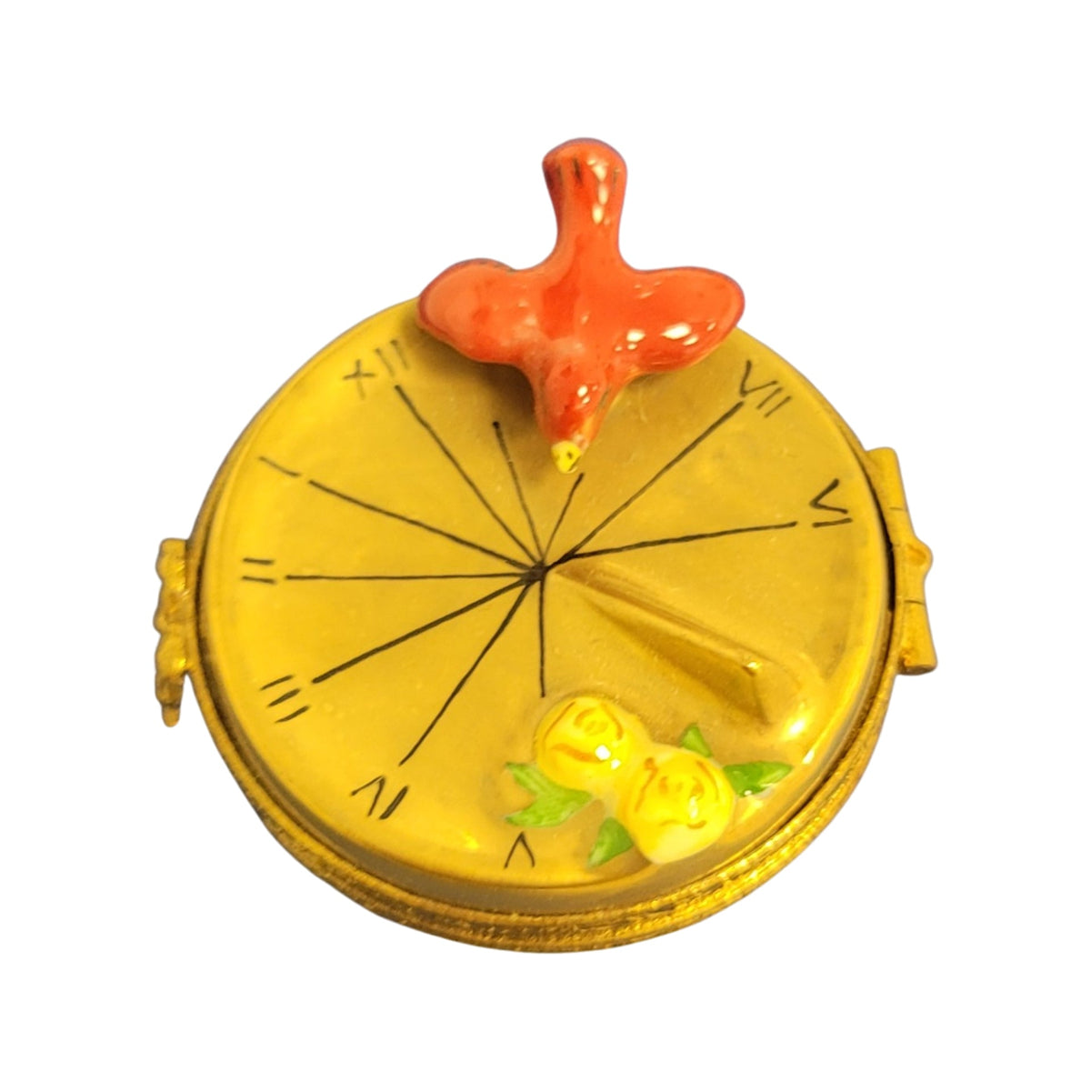 Bird on Sundial Porcelain Art Object Authentic, view 4