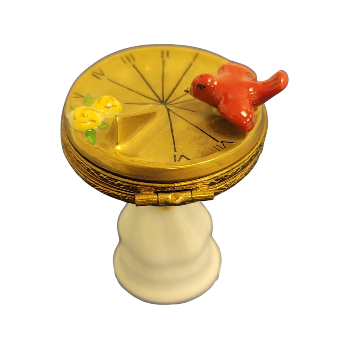 Bird on Sundial Porcelain Art Object Authentic, view 5