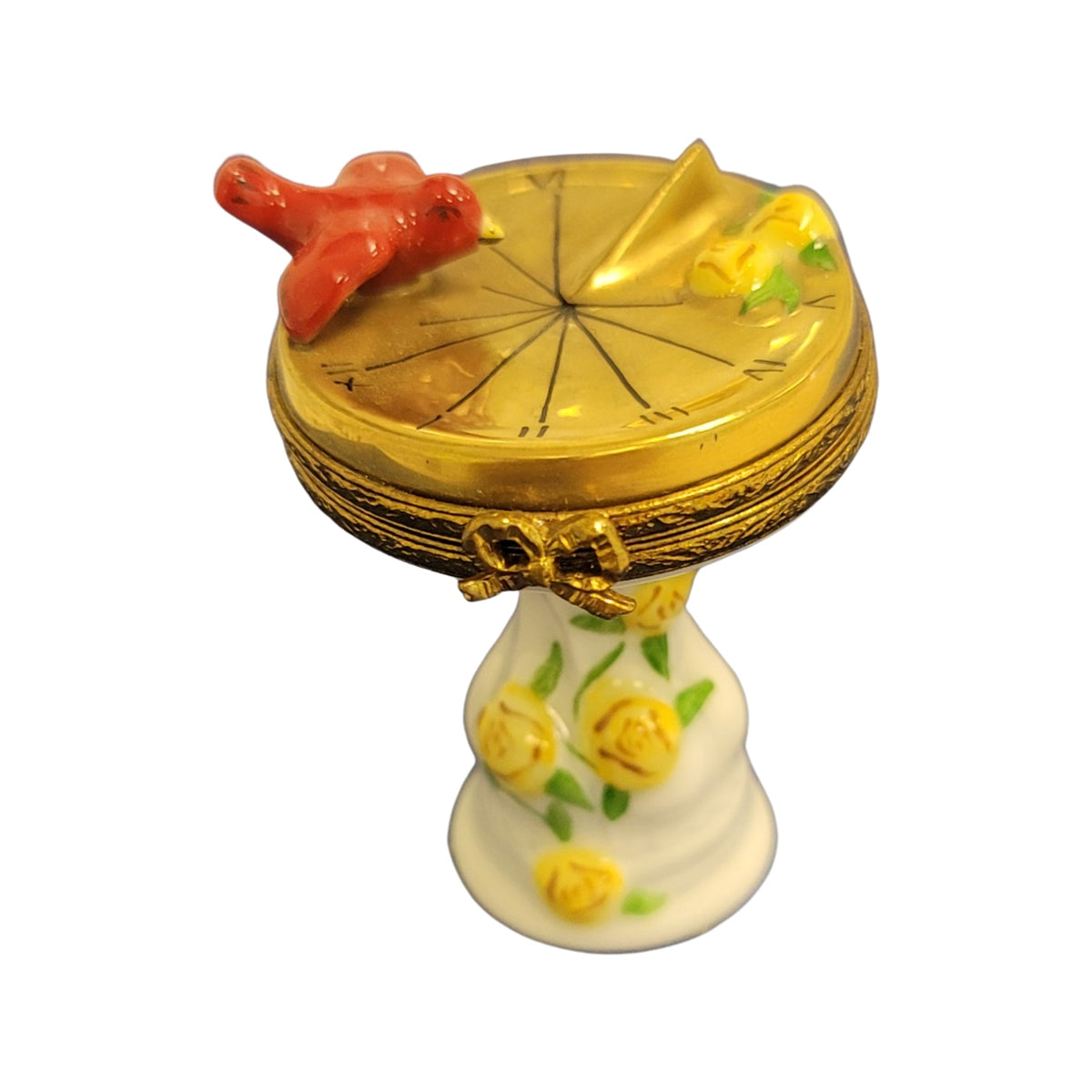 Bird on Sundial Porcelain Art Object Authentic, view 6
