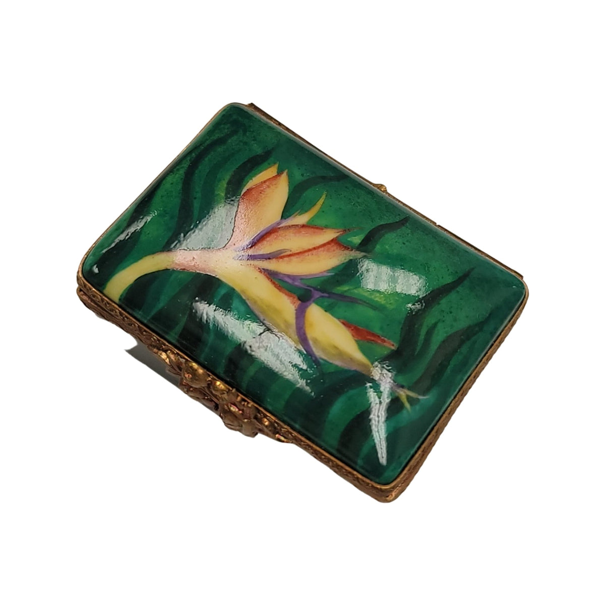 Rectangle Bird of Paradise Flower Limoges Box Gift, view 12