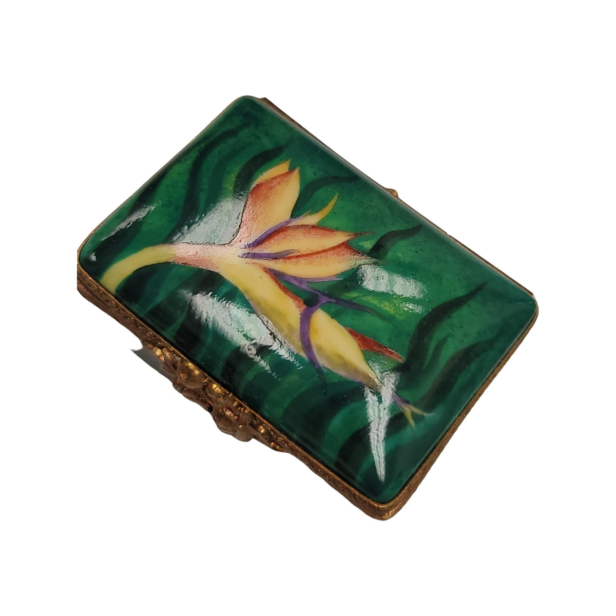 Rectangle Bird of Paradise Flower Limoges Box Gift, view 14