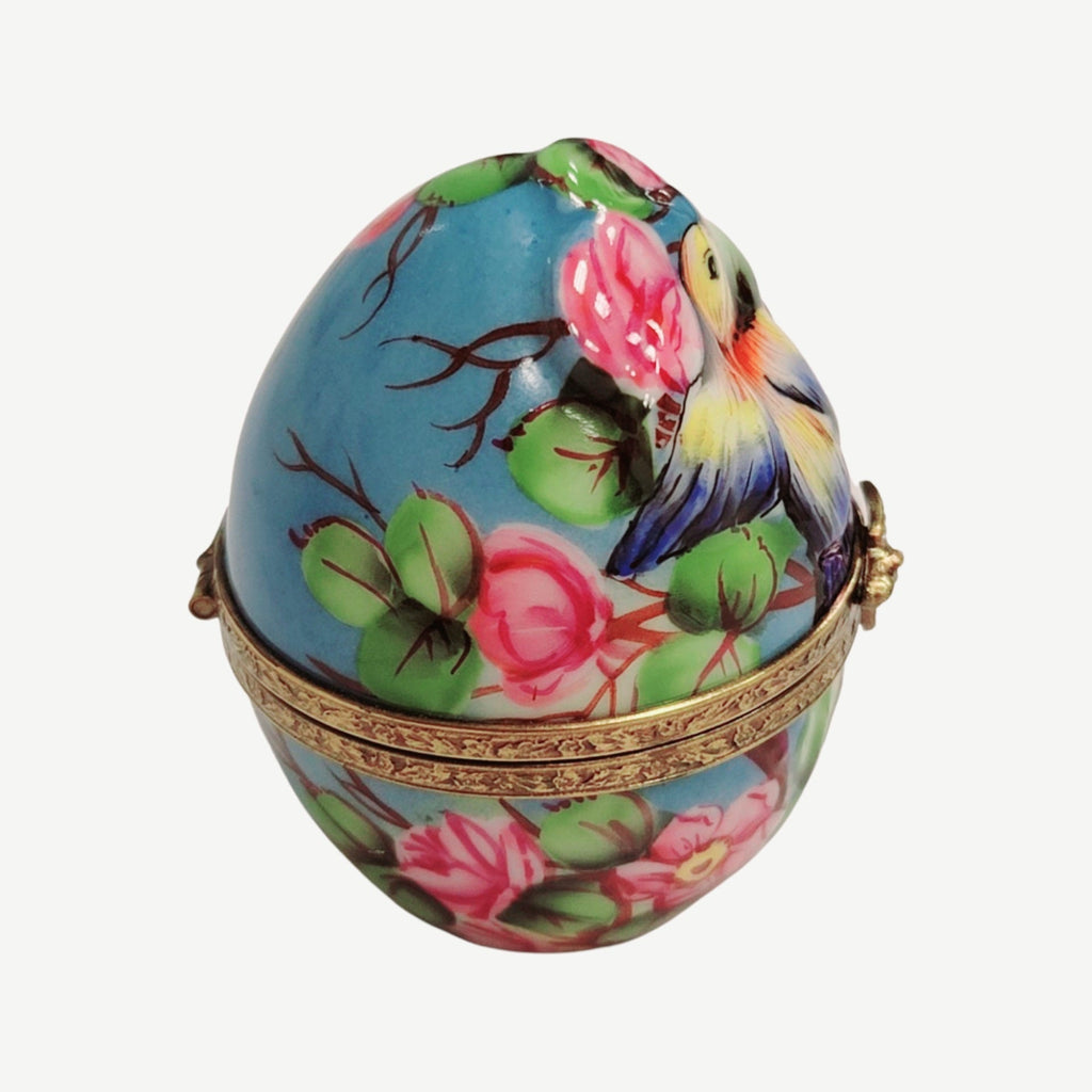 Treasured French collectible: Egg Bird Flowers Limoges box, painted by hand