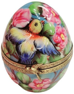 Limoges Boutique presents the Egg Bird Flowers, a genuine Limoges box painted by hand in France