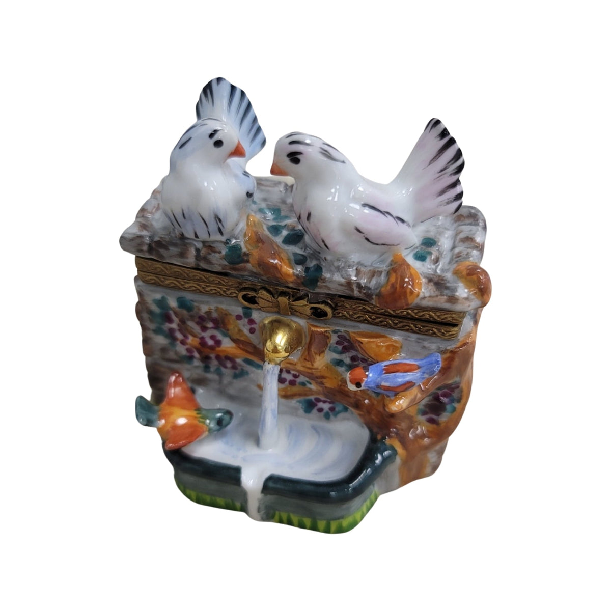 Birds on Fountain Porcelain Limoges Porcelain Art Object Collectible, view 5