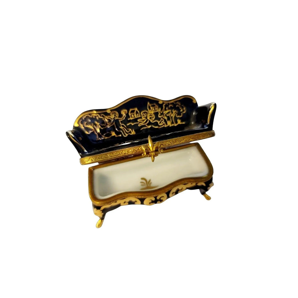 Black French Antique Couch Museum Limoges Box Figurine, view 2