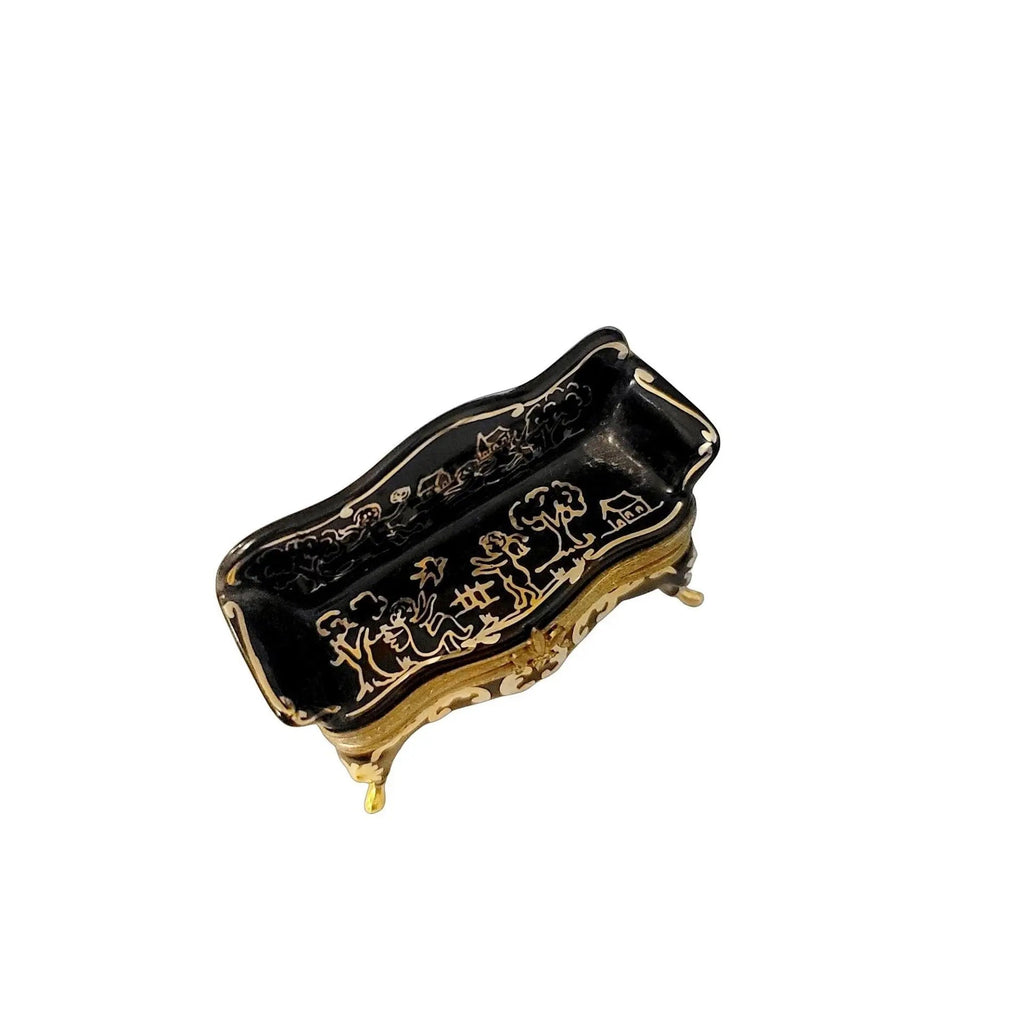 Black French Antique Couch Museum Limoges Box Figurine, view 3