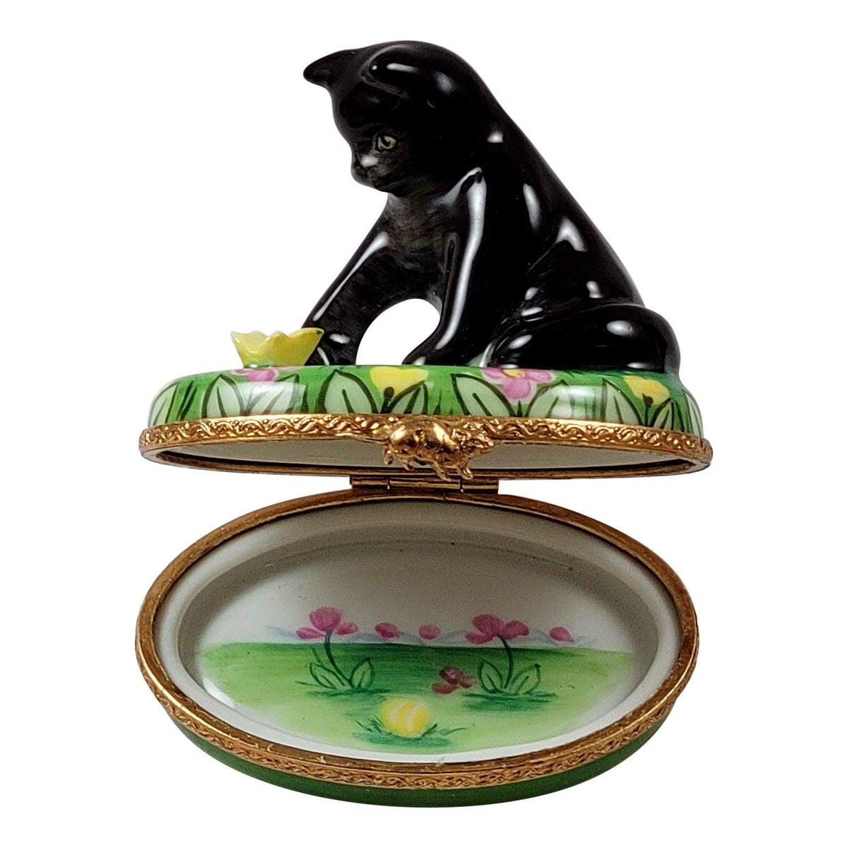 The Black Cat with Butterfly, a Limoges keepsake with true French charm