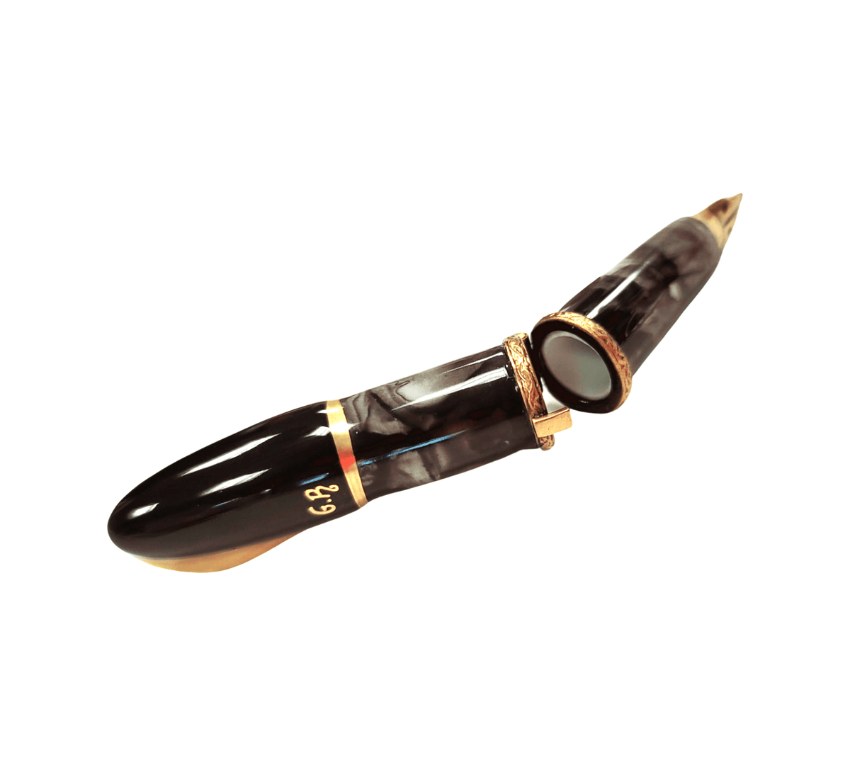 Black Fountain Loupe Pen Limoges Box Figurine, view 2