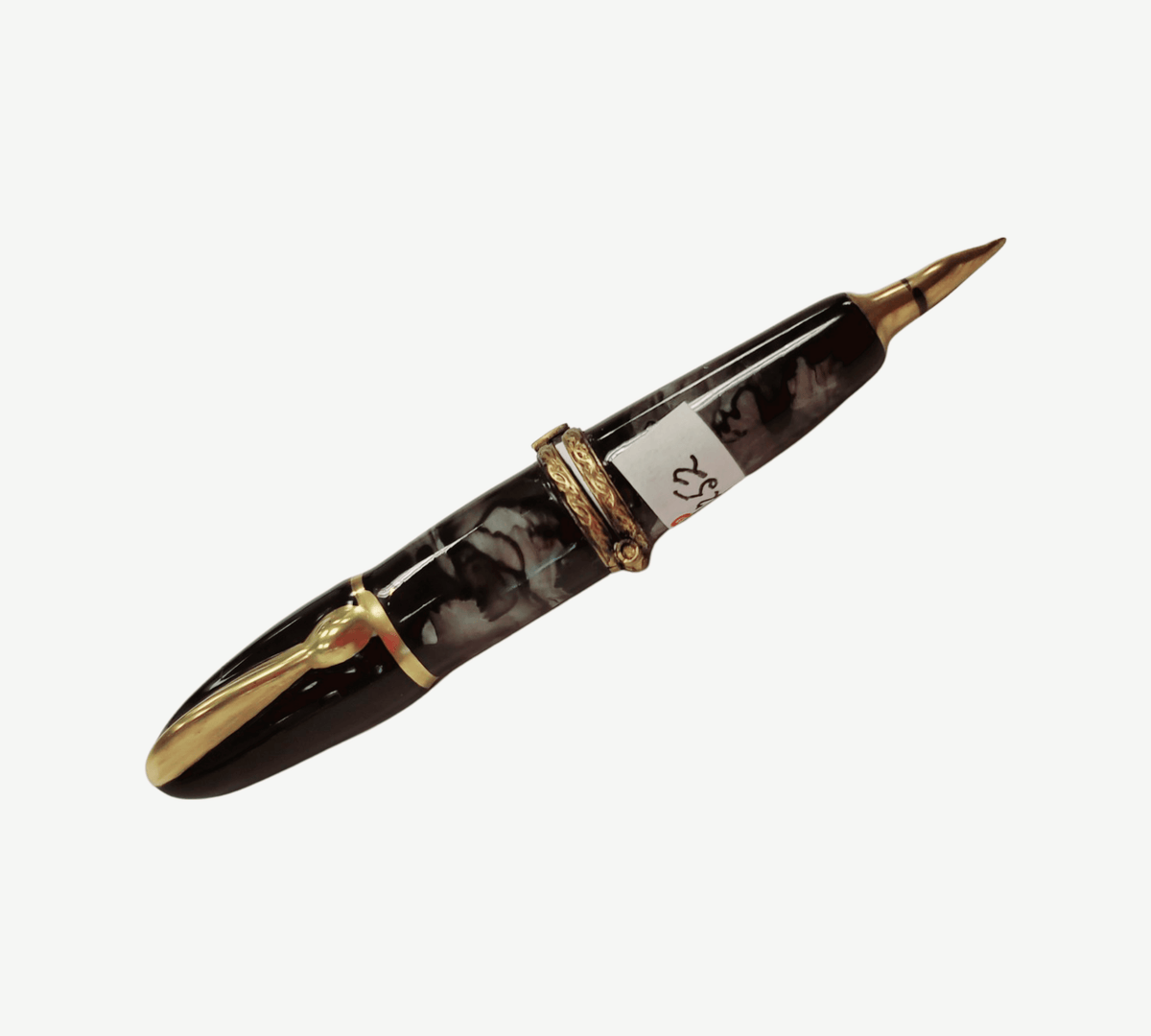 Black Fountain Loupe Pen Limoges Box Figurine, view 3