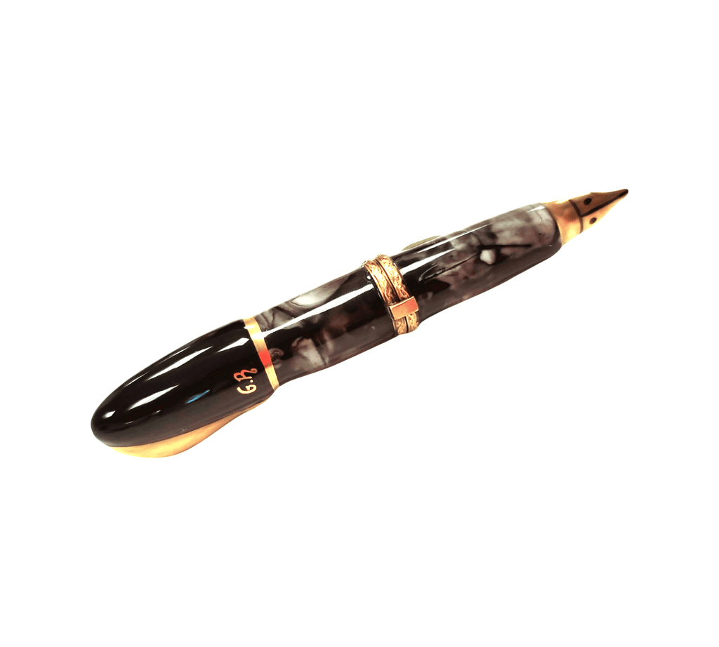 Black Fountain Loupe Pen Limoges Box Figurine, a hand-painted Limoges porcelain gift