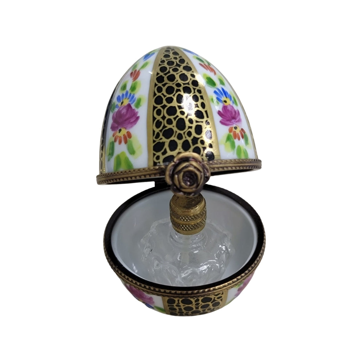 Black Gold Egg Perfume Limoges Porcelain Box for Collectors, view 2